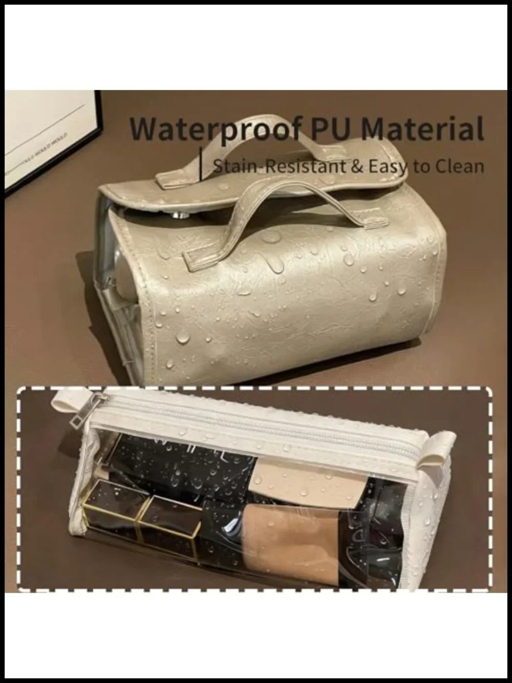 4-in-1 Detachable Cosmetic Bag, Waterproof PU Leather Makeup Organizer, Travel